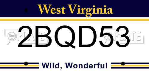 2BQD53 West Virginia License Plate