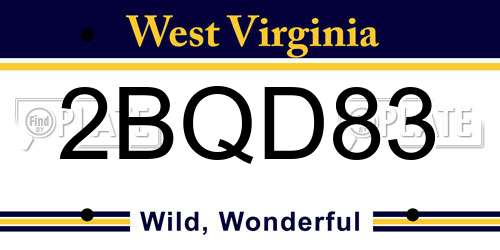 2BQD83 West Virginia License Plate