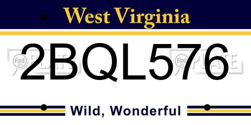 2BQL576 West Virginia License Plate