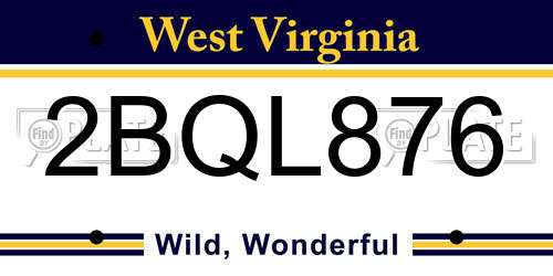 2BQL876 West Virginia License Plate