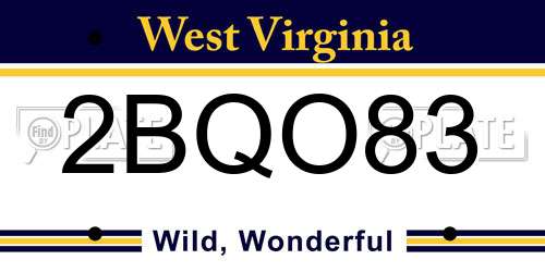 2BQO83 West Virginia License Plate