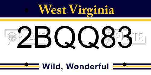 2BQQ83 West Virginia License Plate