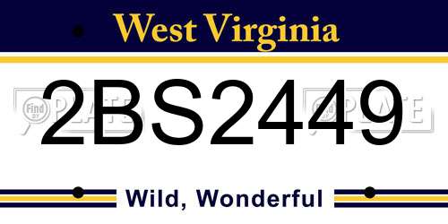 2BS2449 West Virginia License Plate