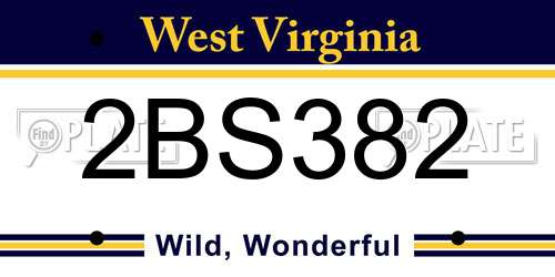 2BS382 West Virginia License Plate