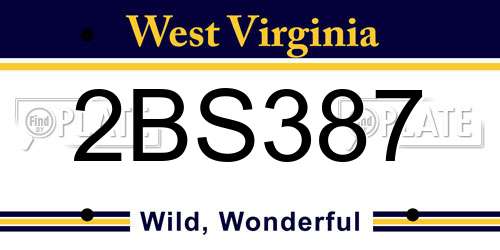 2BS387 West Virginia License Plate