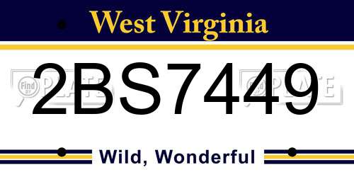 2BS7449 West Virginia License Plate
