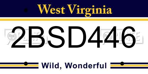 2BSD446 West Virginia License Plate