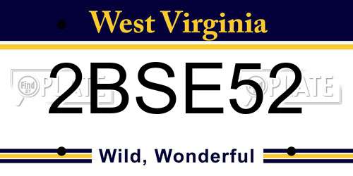 2BSE52 West Virginia License Plate