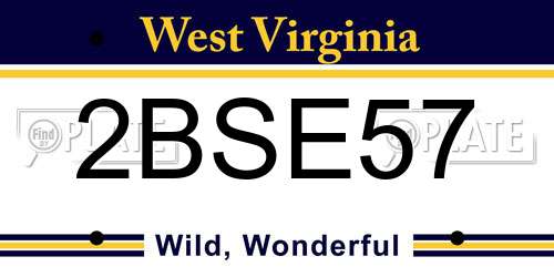 2BSE57 West Virginia License Plate