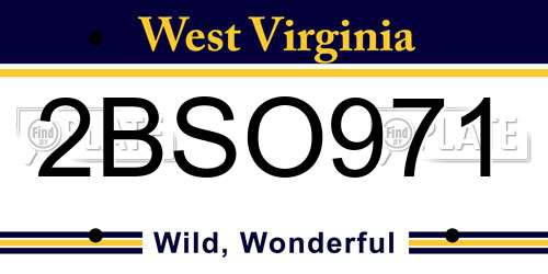 2BSO971 West Virginia License Plate