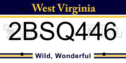 2BSQ446 West Virginia License Plate