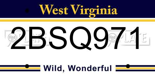 2BSQ971 West Virginia License Plate