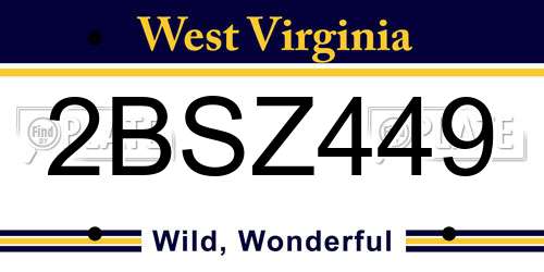 2BSZ449 West Virginia License Plate