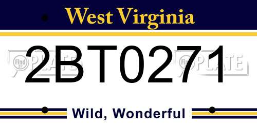 2BT0271 West Virginia License Plate