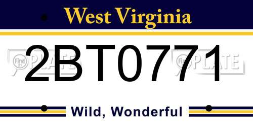 2BT0771 West Virginia License Plate