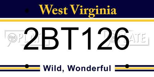 2BT126 West Virginia License Plate