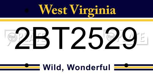 2BT2529 West Virginia License Plate