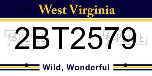 2BT2579 West Virginia License Plate