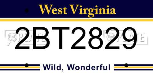 2BT2829 West Virginia License Plate