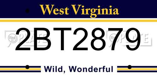 2BT2879 West Virginia License Plate