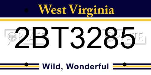 2BT3285 West Virginia License Plate