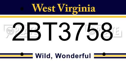 2BT3758 West Virginia License Plate