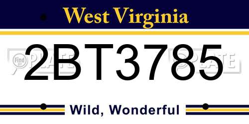 2BT3785 West Virginia License Plate