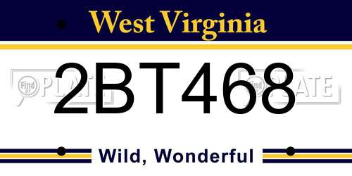 2BT468 West Virginia License Plate