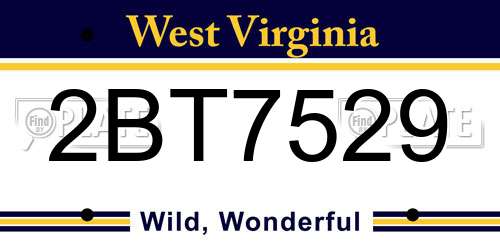 2BT7529 West Virginia License Plate