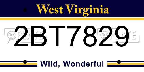 2BT7829 West Virginia License Plate