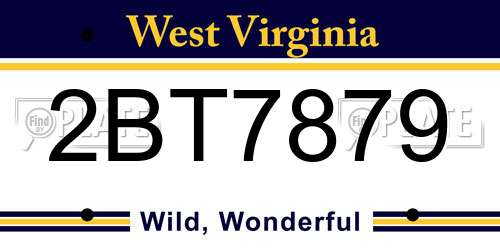 2BT7879 West Virginia License Plate