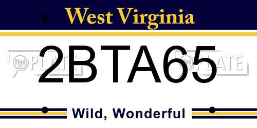 2BTA65 West Virginia License Plate