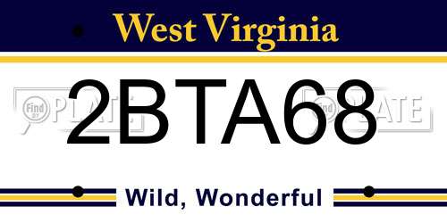 2BTA68 West Virginia License Plate