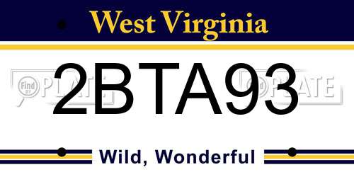2BTA93 West Virginia License Plate