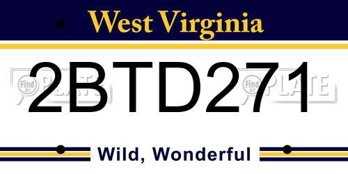 2BTD271 West Virginia License Plate