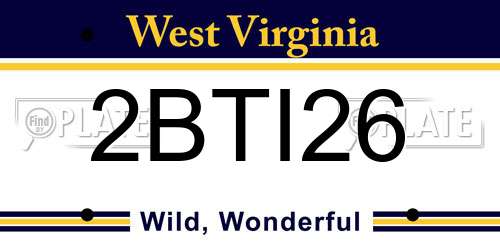 2BTI26 West Virginia License Plate