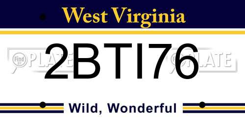 2BTI76 West Virginia License Plate