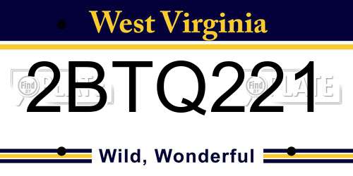 2BTQ221 West Virginia License Plate