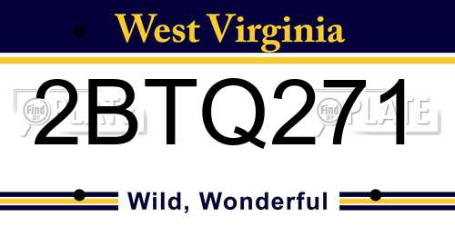 2BTQ271 West Virginia License Plate