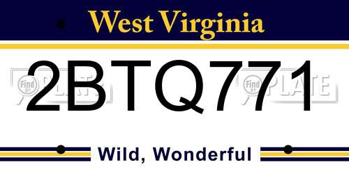 2BTQ771 West Virginia License Plate