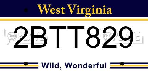 2BTT829 West Virginia License Plate
