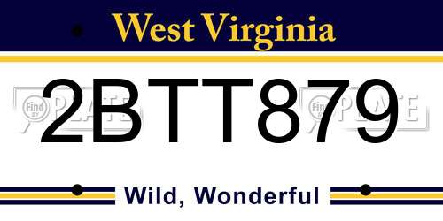 2BTT879 West Virginia License Plate