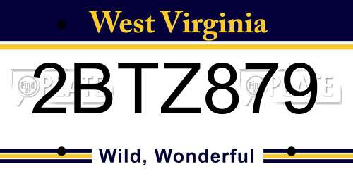 2BTZ879 West Virginia License Plate