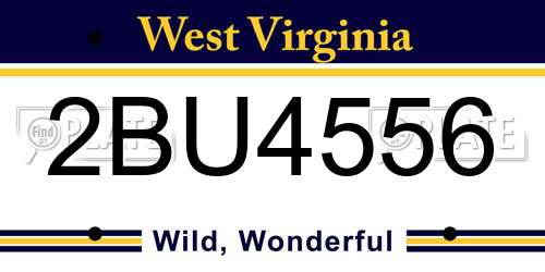 2BU4556 West Virginia License Plate