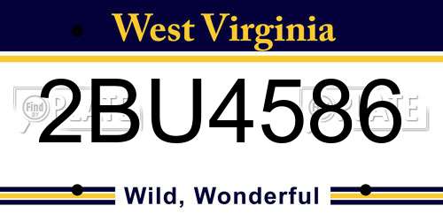 2BU4586 West Virginia License Plate