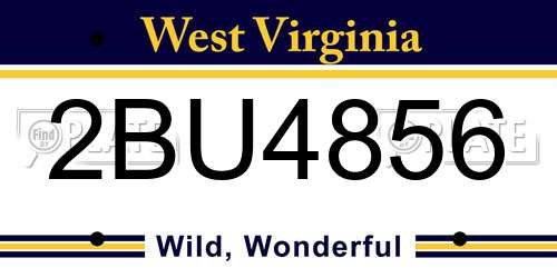 2BU4856 West Virginia License Plate