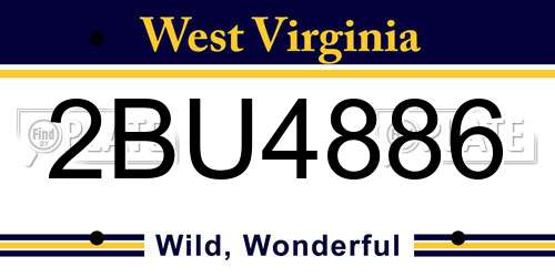 2BU4886 West Virginia License Plate
