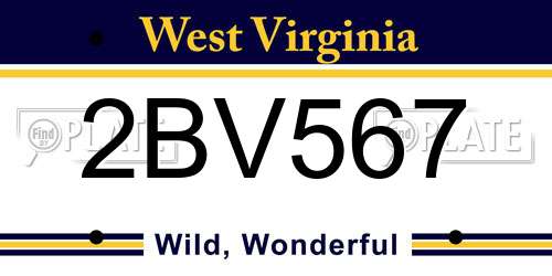 2BV567 West Virginia License Plate