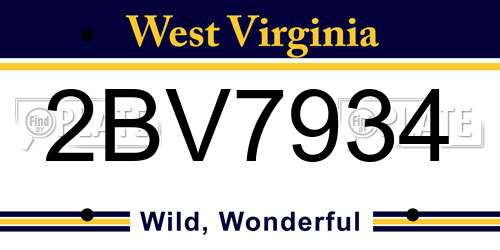 2BV7934 West Virginia License Plate