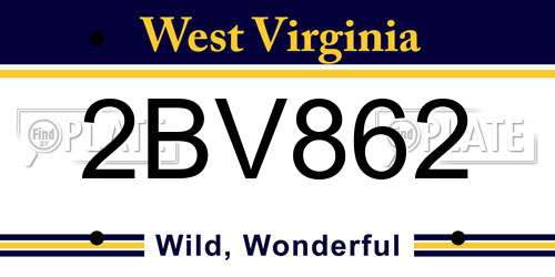 2BV862 West Virginia License Plate